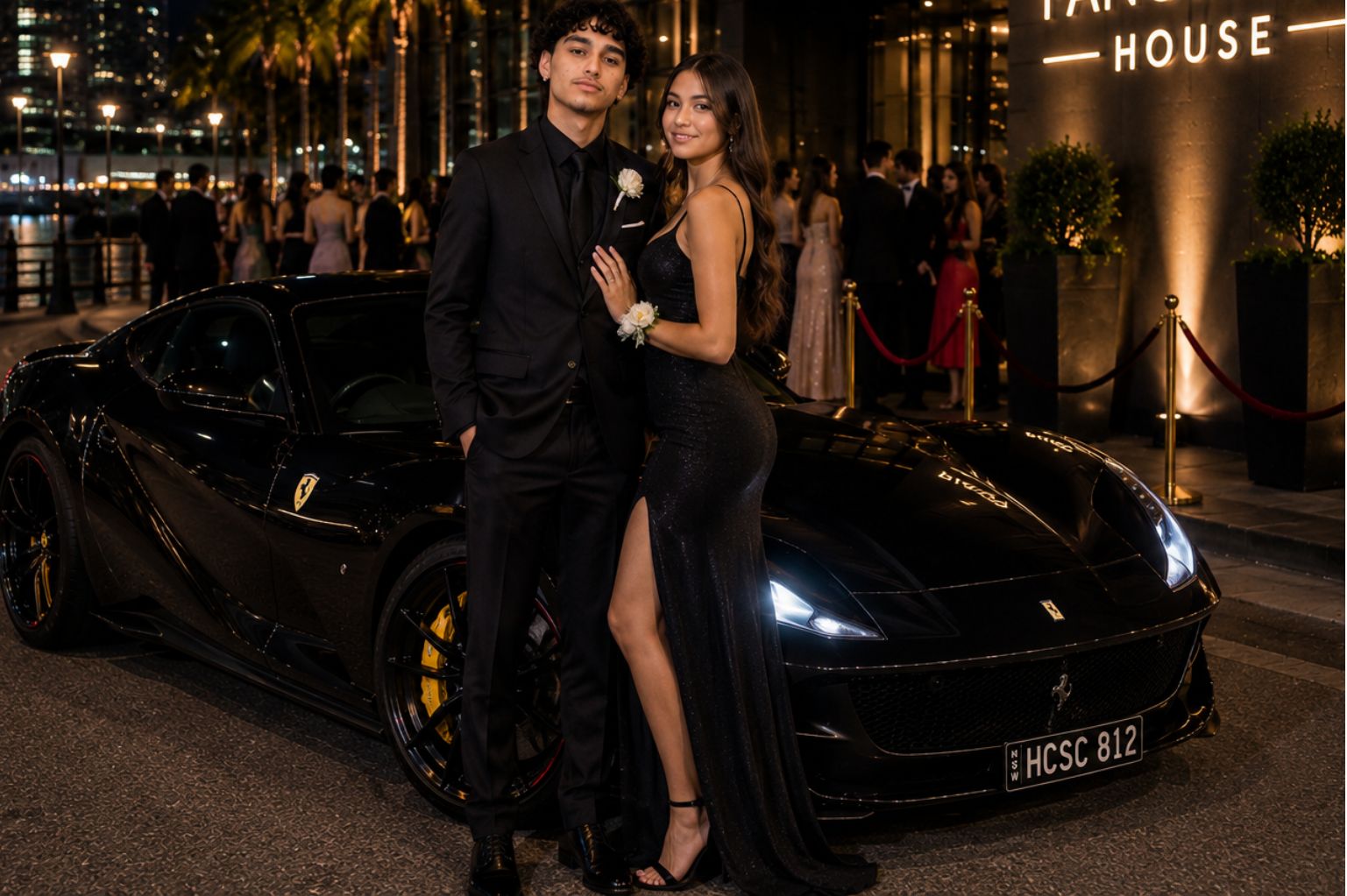Luxury Ferrari for school formal transport in Sydney